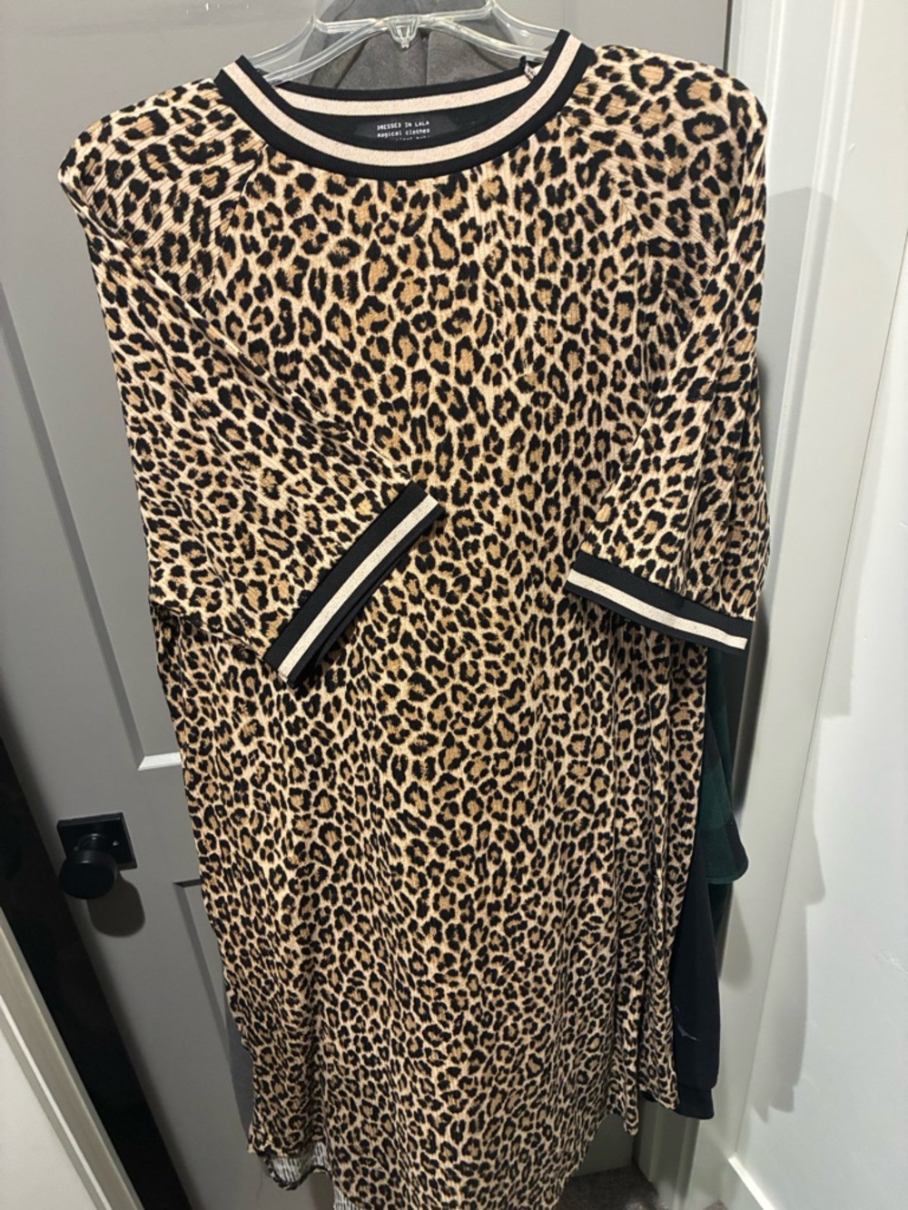Dressed in LALA Leopard Print Midi Dress with Black & Cream Trim